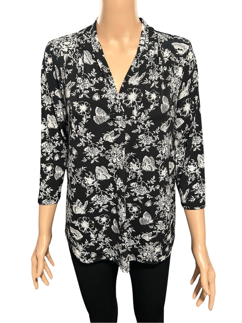 Charter Club Monochrome Floral Blouse